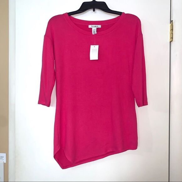 NWT White House Black Market Pink lightweight Sweater Size XXS Asymmetrical - Picture 5 of 7